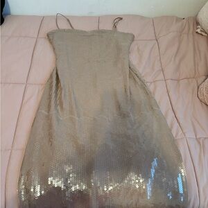 Abercrombie & Fitch Shimmering Gold Midi Dress